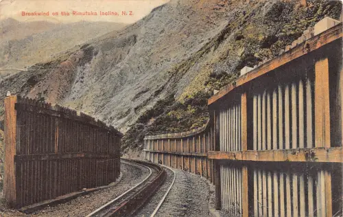 A742 Neuseeland 1918 Wellenbruch auf Rimutaka Steigung Eisenbahn Vintage Postkarte