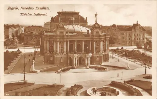 A742 Kroatien 1928 Zagreb Nationaltheater RPPC Vintage Postkarte