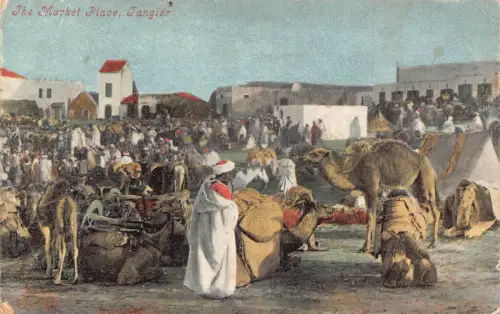 A742 Marokko Mandar Marktplatz Kamele Vintage Postkarte