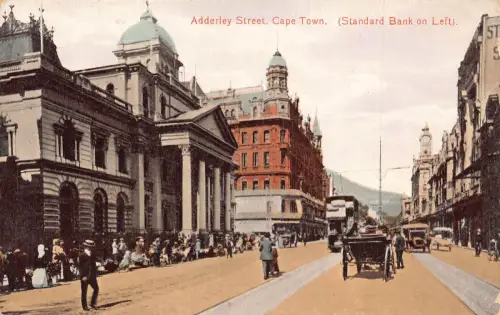 A750 Südafrika Adderley Street Kapstadt Standard Bank Kutsche Postkarte