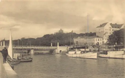 A750 Finnland Abo Aura a Turku Aurajoki Dampfschiffe Hafen Vintage Postkarte