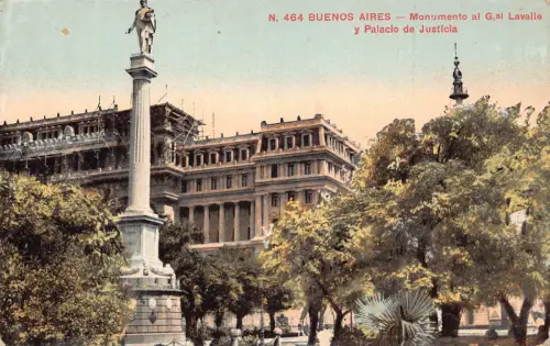 B037 Argentinien Buenos Aires Monumento al G al Lavalle y Palacio Justici Postkarte