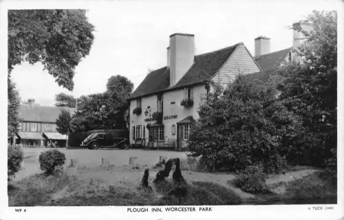 B036 England 1959 Worcester Park Plough Inn RPPC Vintage Postkarte