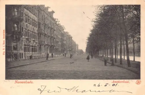 A754 Niederlande 1901 Amsterdam Nassaukade Straße Vintage Postkarte