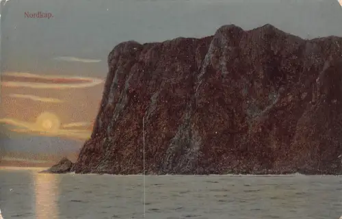A756 Norwegen Nordkapp Klippe Mondschein Vintage Postkarte