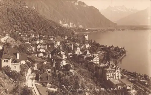 A759 Schweiz Territet Gesamtansicht und Dents du Midi Vintage Postkarte