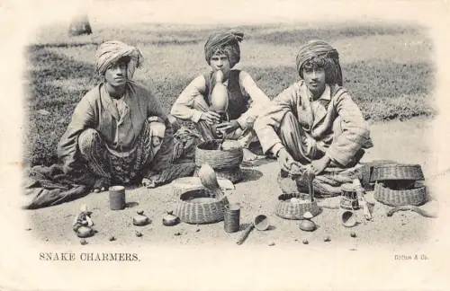 L483 Indien Schlangenbeschwörer Kobra Ethno Vintage Postkarte