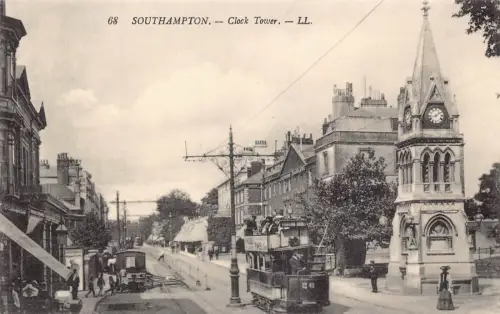L482 England Southampton Clock Tower Straßenbahn Vintage Postkarte