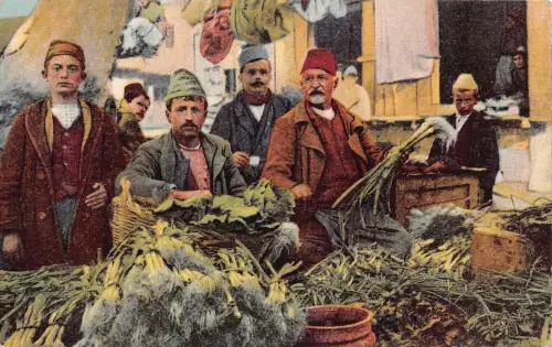 L482 Albanien Albanische Trachtenverkäufer Vlora Markt Ethno Vintage Postkarte