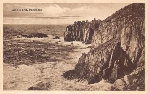 L241 England Land's End Penzance Cliffs Vintage Postkarte
