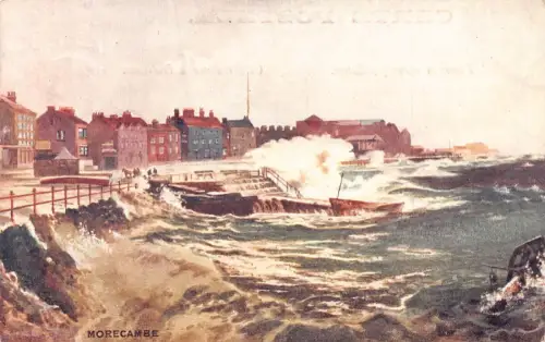 L240 England Morecambe Wellen Boote Meer Vintage Postkarte