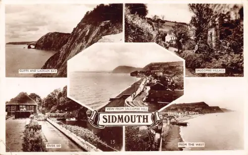 L239 England Sidmouth Salcomb Dorf Fluss Sid Cliffs Ladram Bay Postkarte