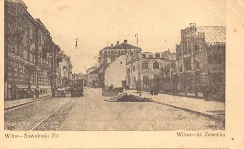B051 Litauen Vilnius Wilno Sawalnaja Straße Straßenbahn 1915 WII Feldpostkarte