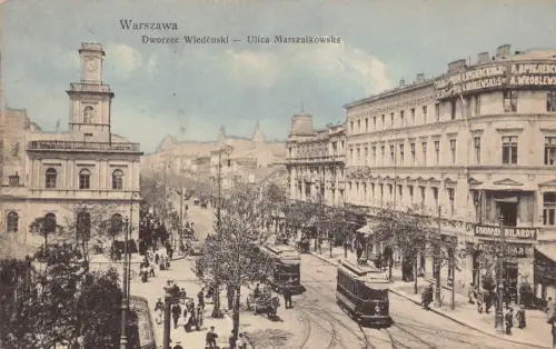 B051 Polen Warschau,Warszawa Dworzec Wiedenski Straßenbahn Bilardie Wroblewsklis Postkarte