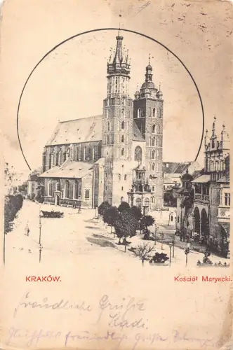 B051 Polen Krakau Kosciof Maryacki Kirche Feld Postkarte