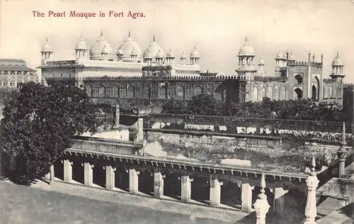 A006 Indien Die Perlenmoschee in Fort Agra Vintage Postkarte