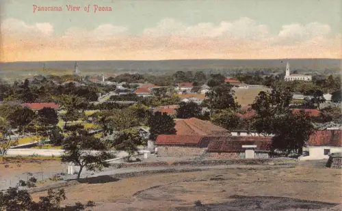 A007 Indien Panoramablick auf Poona Vintage Postkarte