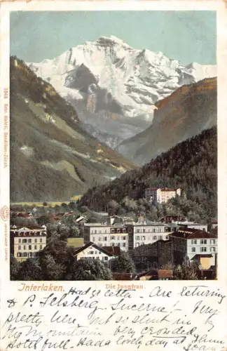 A761 Schweiz 1904 Interlaken Jungfrau Berg Vintage Postkarte