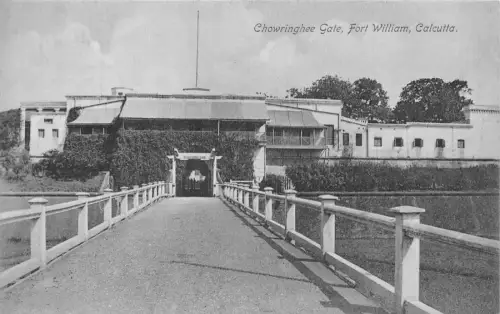 A005 Indien Kalkutta Chowringhee Tor Fort William Vintage Postkarte