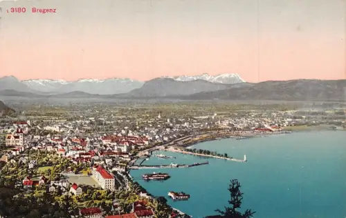 A003 Österreich Bregenz Panoramablick Vintage Postkarte