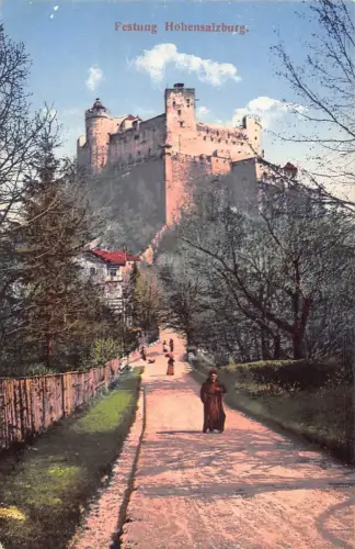 A002 Österreich Festung Hohensalzburg Burgstraße Vintage Postkarte