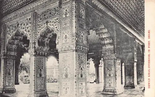 A004 Indien Dew an Khas Interieur in Fort Delhi Vintage Postkarte