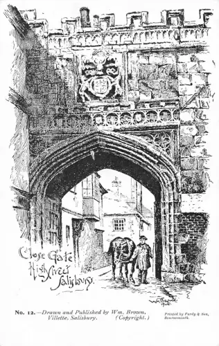 A770 England Close Gate High Street Salisbury Kunst Vintage Postkarte