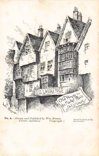 A771 England Kunst alte Häuser am Marktplatz Salisbury Vintage Postkarte