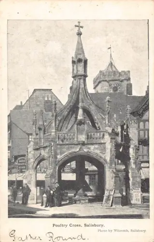 A770 England 1908 Salisbury Poultry Cross Vintage Postkarte