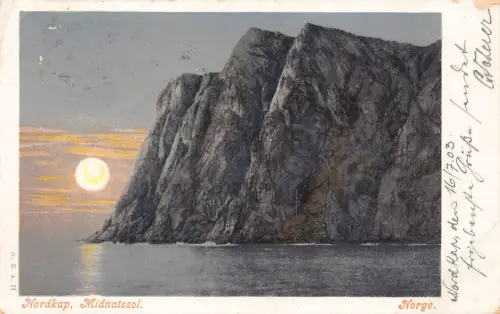 B487 Norwegen 1903 Nordkap Midnatssol Mondschein Vintage Postkarte