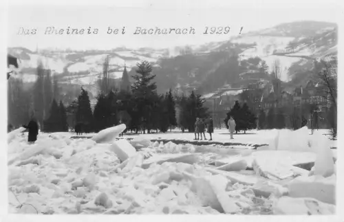 B488 Deutschland Das Rheineis bei Bacharach Eis RPPC 1929 Postkarte
