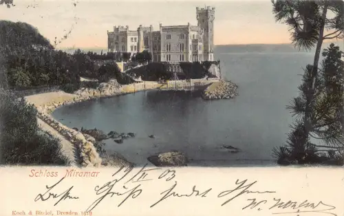 B489 Italien Triest 1903 Schloss Miramar Vintage Postkarte