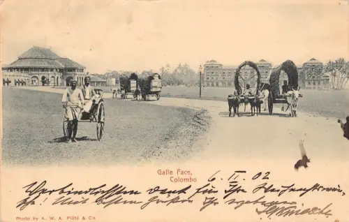 B489 Sri Lanka Ceylon Colombo Galle Gesicht Rikscha Karren Ureinwohner 1902 Postkarte