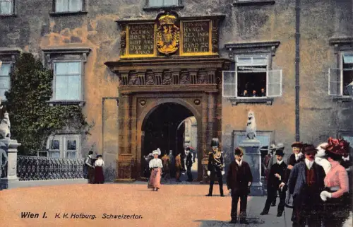 A002 Österreich Wien Kk Hofburg Schweizertor Vintage Postkarte