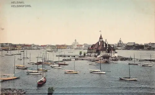 L391 Finnland Helsinki Helsingfors Hafen Boote Vintage Postkarte