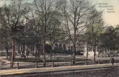 L391 Finnland Helsinki Kapelli Kapellet Kapelle Bäume Vintage Postkarte