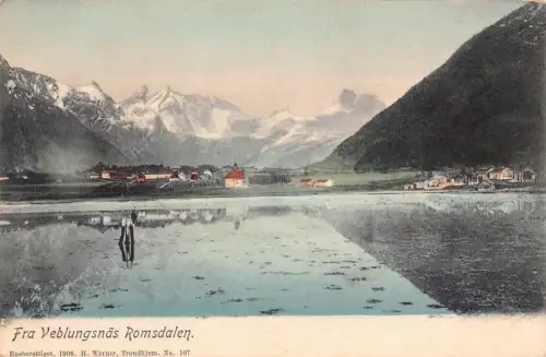 L390 Norwegen 1906 Romsdalen Fra Veblungsnaes Panorama Vintage Postkarte