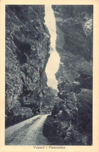 L389 Norwegen Veirparti i Flaamdalen Klippenwand Vintage Postkarte