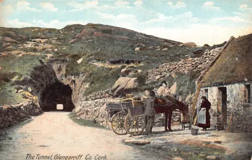 L386 Irland Der Tunnel Glengarriff Co Cork Pferdewagen Vintage Postkarte