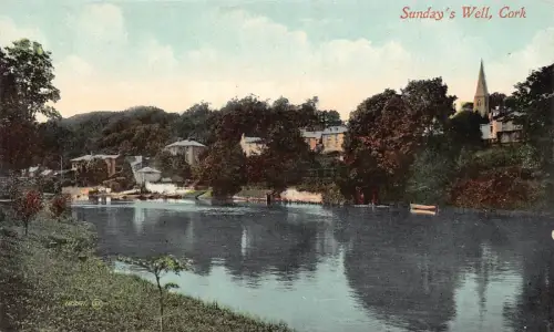 L385 Irland Sunday's Well Cork River Vintage Postkarte