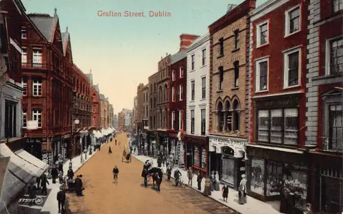 L386 Irland Dublin Grafton St JF Keatinge & Sons Laden Pferdewagen Postkarte