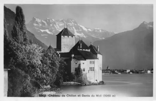 A180 Schweiz Le chateau de Chillon - Schloss Les Dents du Midi Postkarte
