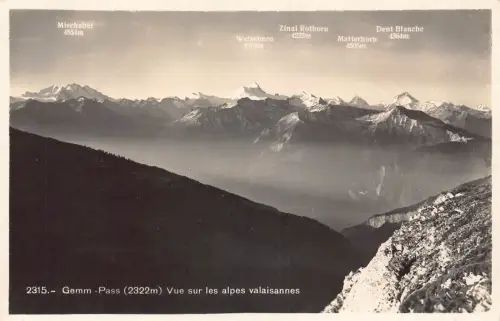 A180 Schweiz Gemmpass 2322m Berggipfel Wallisannes Postkarte