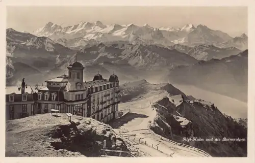 A180 Schweiz Rigi-Kulm und Berneralpen Berge Vintage AK