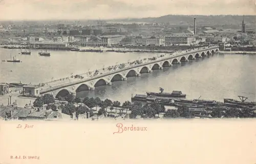 A182 Frankreich Bordeaux Le Pont Brücke Boote Vintage Postkarte