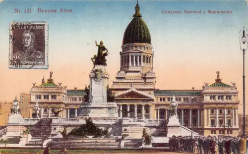 A184 Argentinien 1928 Buenos Aires Congreso Nacional Y Monumento Vintage Postkarte