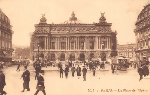 A183 Frankreich 1913 Paris La Place de l'Opera Straßenbahn Produkte Vintage Postkarte