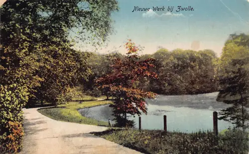 A184 Niederlande Nieuwe Werk bei Zwolle Waldsee Vintage Postkarte