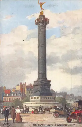 A009 Frankreich Paris Place de la Bastille Colonne Juillet Gemälde Oilette AK