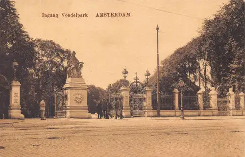 A185 Niederlande Amsterdam Ingang Vondelpark Park Eingang Vintage Postkarte